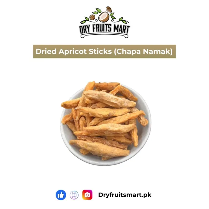 Dried Apricot Sticks (Chapa Namak) in different packaging