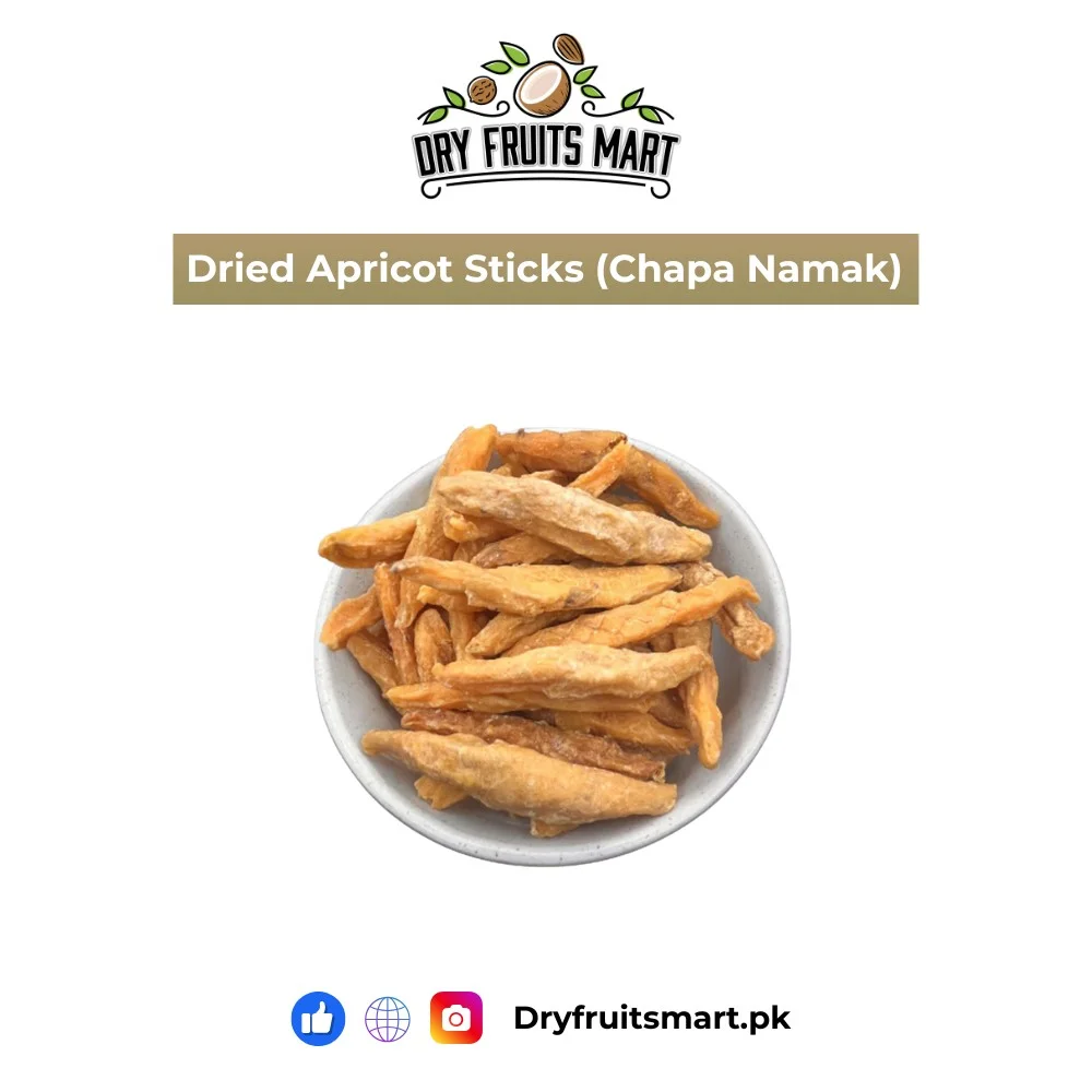 Dried Apricot Sticks (Chapa Namak) in different packaging